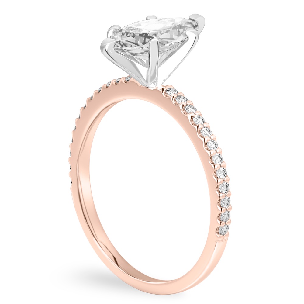 marquise cut diamond dainty engagement ring rose gold angle