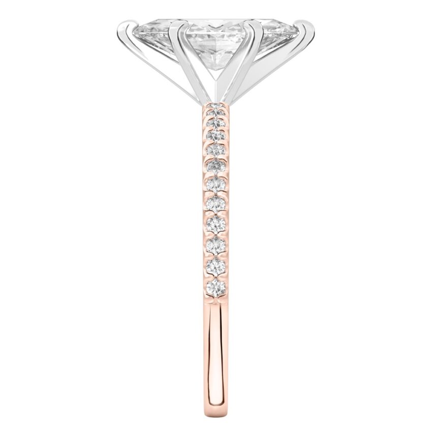 marquise cut diamond dainty engagement ring rose gold side