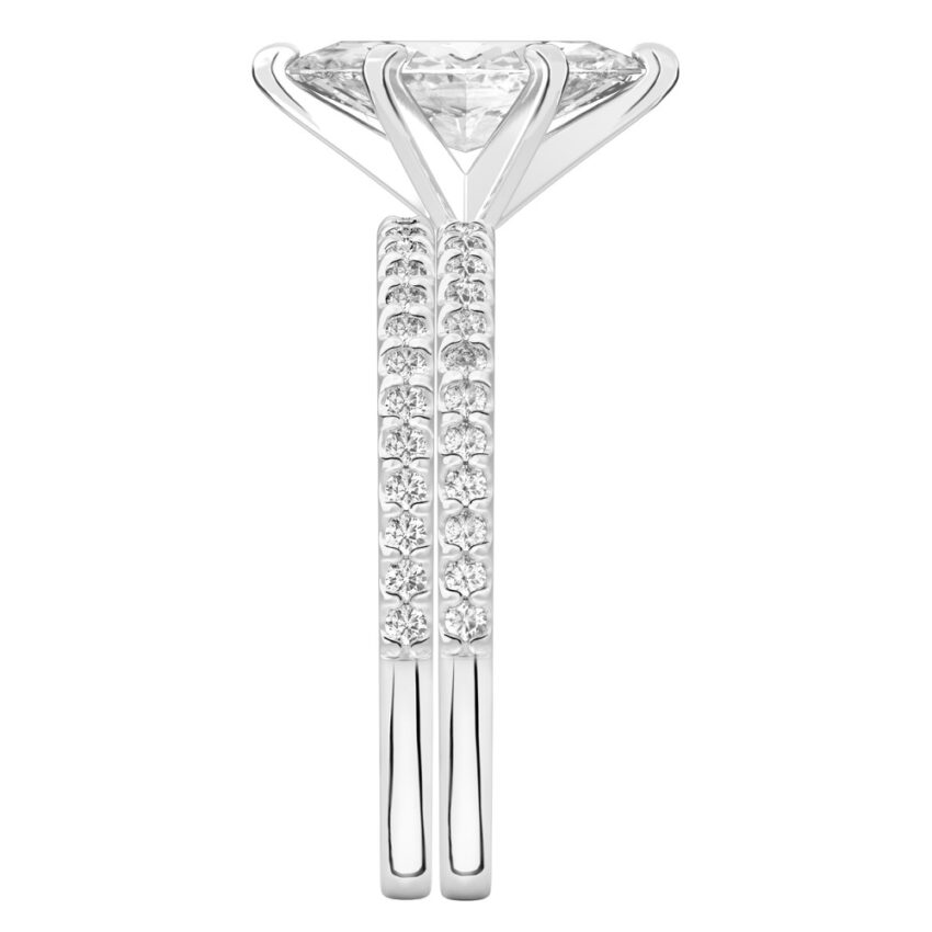 marquise cut diamond dainty engagement ring set platinum side