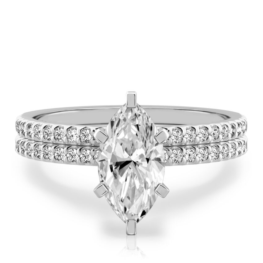 marquise cut diamond dainty engagement ring set white gold