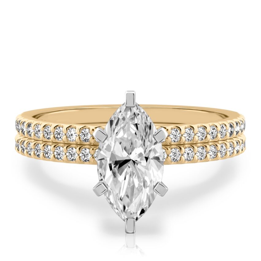 marquise cut diamond dainty engagement ring set yellow gold