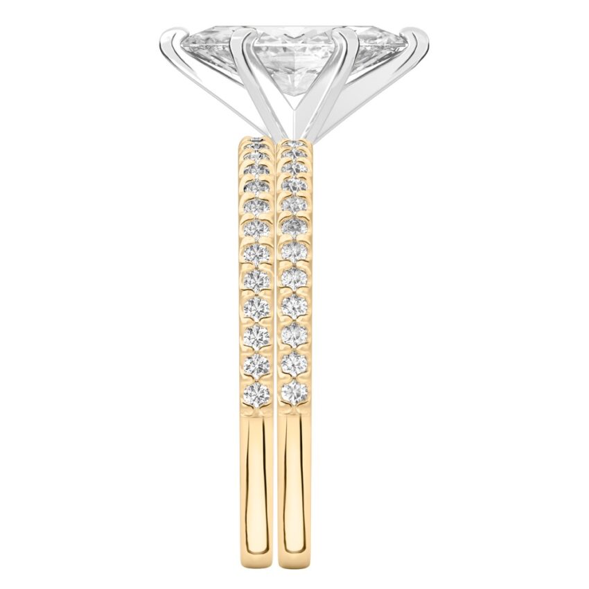 marquise cut diamond dainty engagement ring set yellow gold side