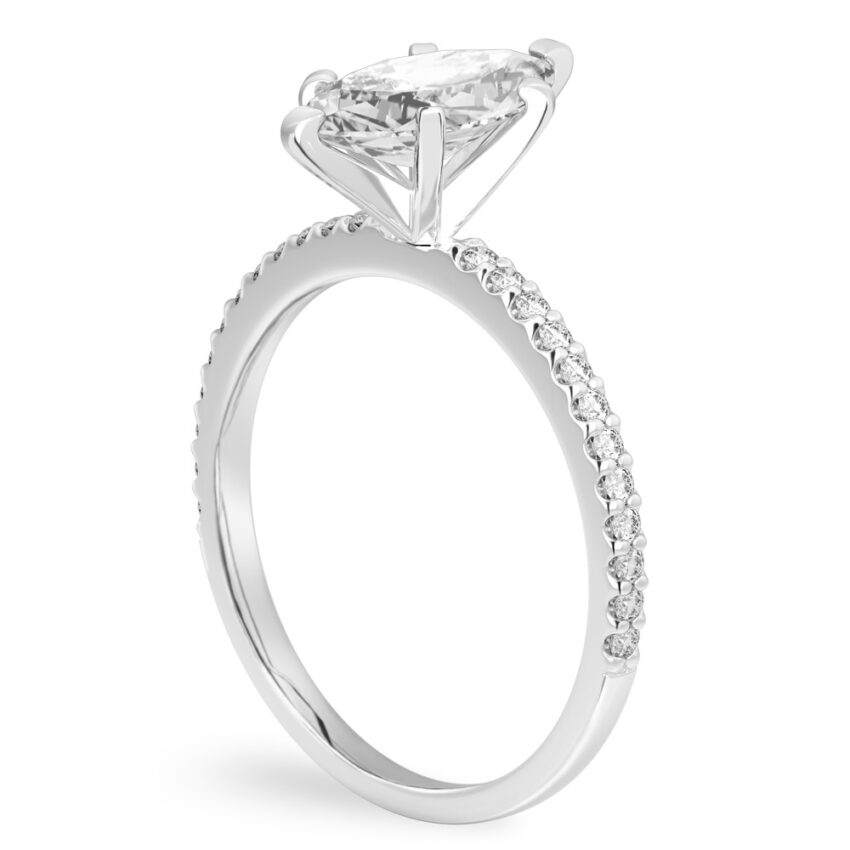 marquise cut diamond dainty engagement ring white gold angle