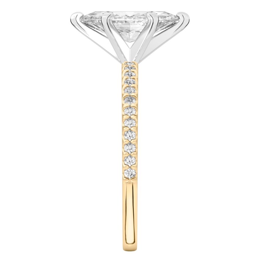 marquise cut diamond dainty engagement ring yellow gold side