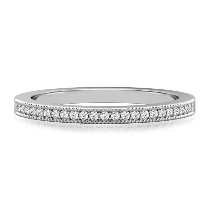 milgrain diamond wedding band in platinum