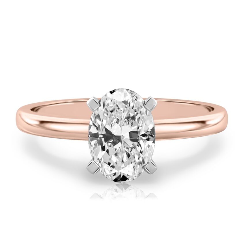 oval shape diamond classic solitaire engagement ring in rose gold