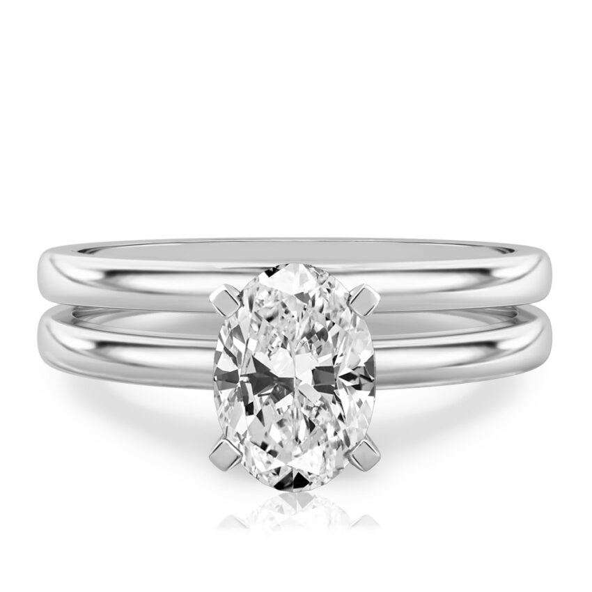 oval shape diamond classic solitaire engagement ring set platinum