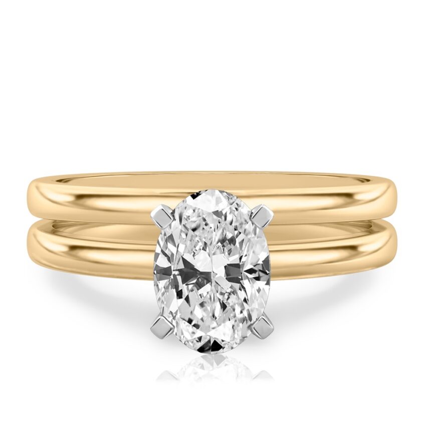 oval shape diamond classic solitaire engagement ring set yellow gold
