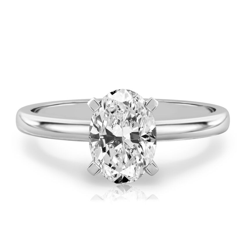 Video of oval shape diamond classic solitaire engagement ring in white gold