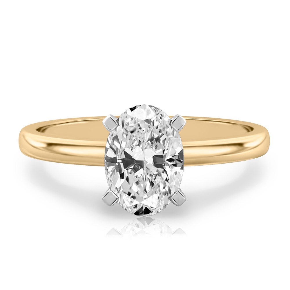 oval shape diamond classic solitaire engagement ring in yellow gold