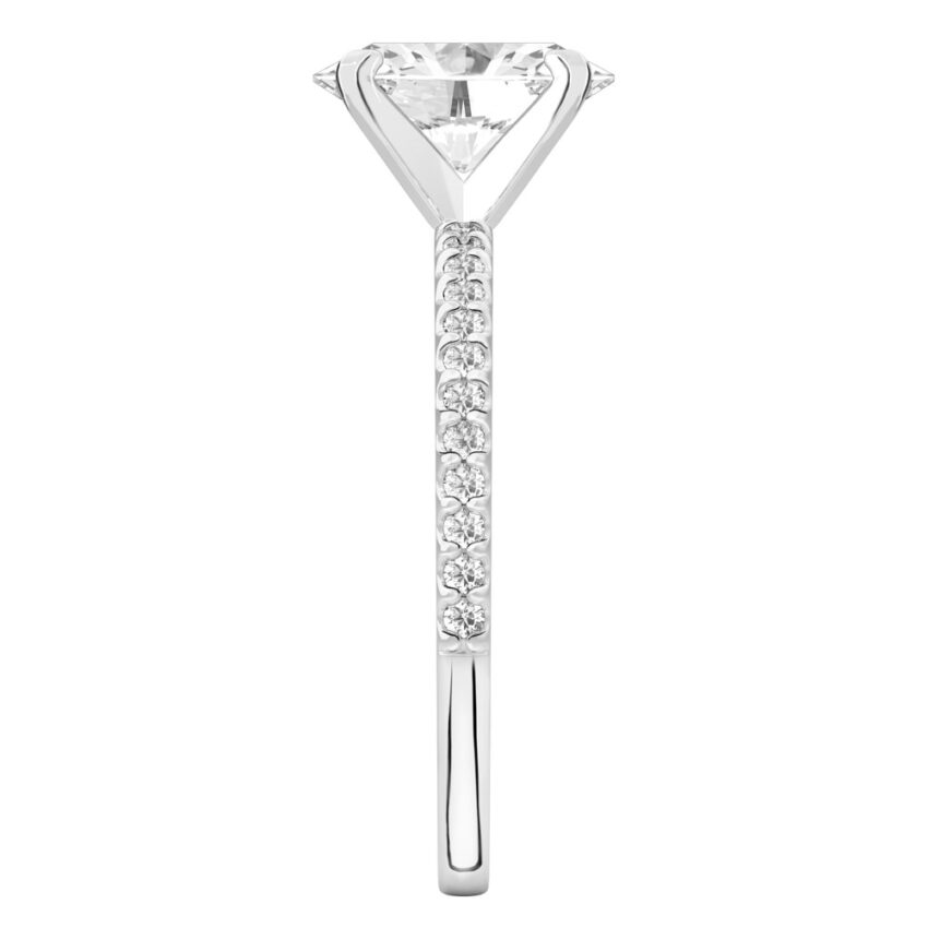 oval shape diamond dainty engagement ring platinum side