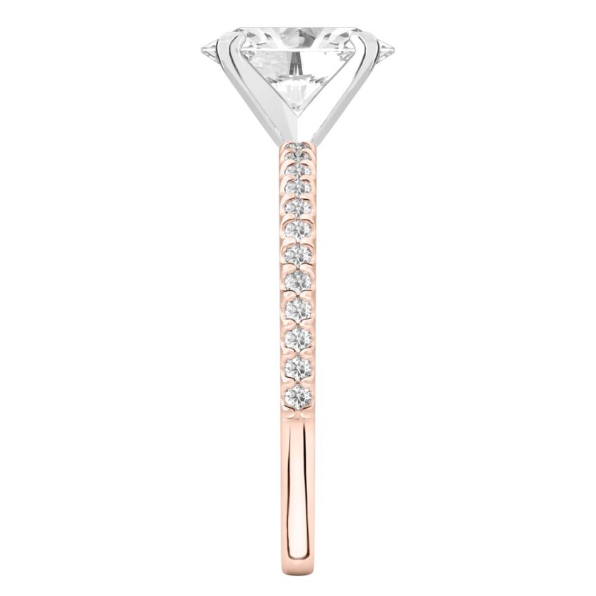 oval shape diamond dainty engagement ring rose gold side