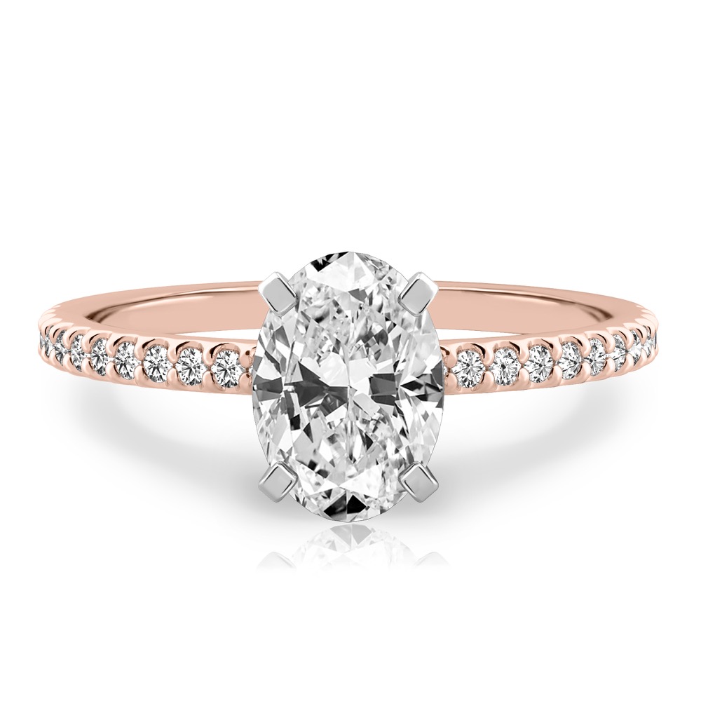 oval shape diamond dainty engagement ring rose gold