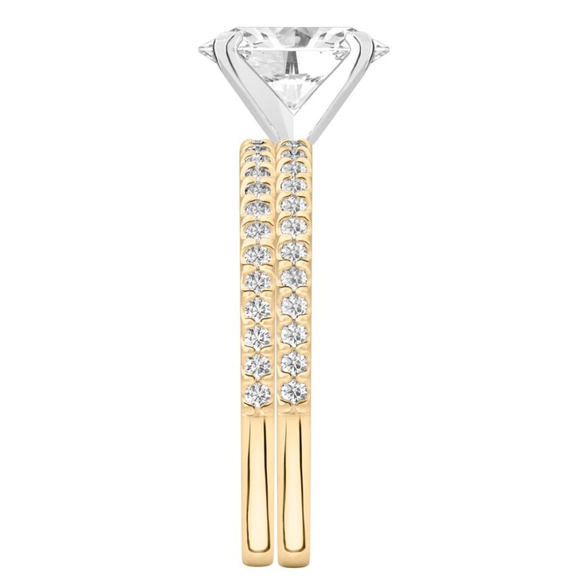 oval shape diamond dainty engagement ring set yellow gold side
