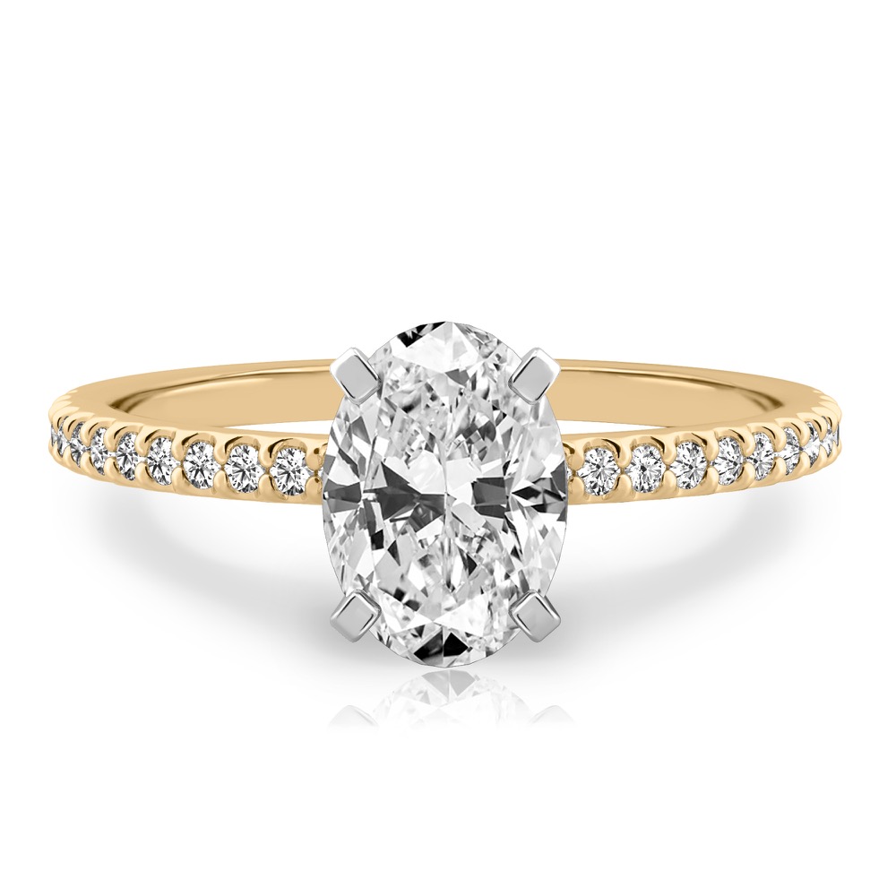 oval shape diamond dainty engagement ring yellow gold