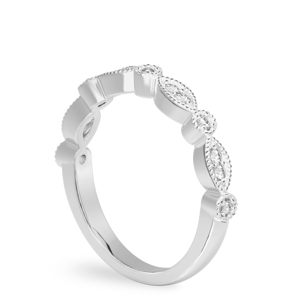 Angle view of pandora wedding band in platinum