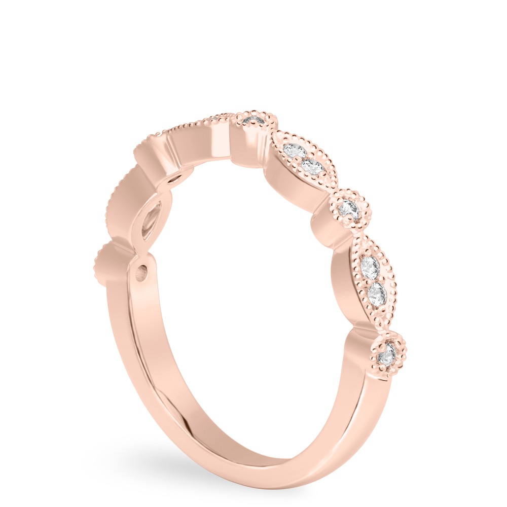 Angle view of pandora wedding band in rose gold