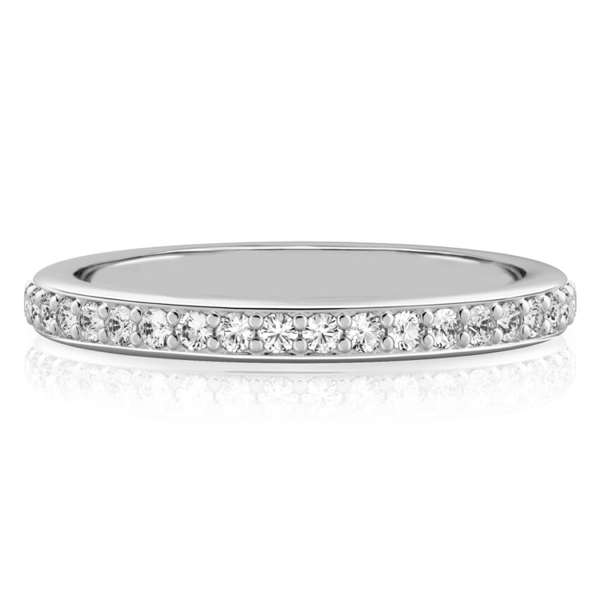 pave diamond wedding band in palladium