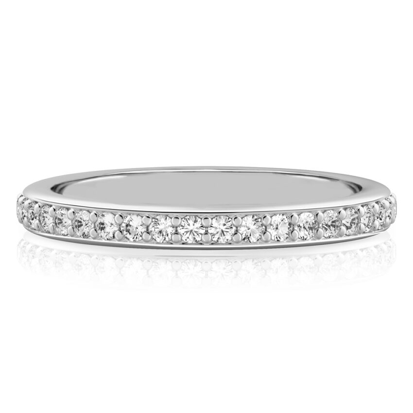 pave diamond wedding band in platinum
