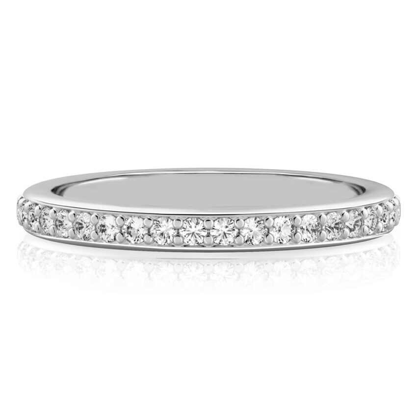 pave diamond wedding band in white gold