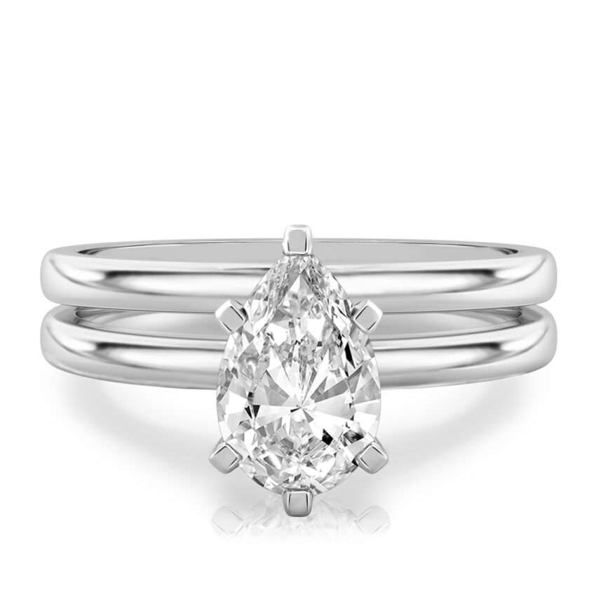pear shape diamond classic solitaire engagement ring set palladium