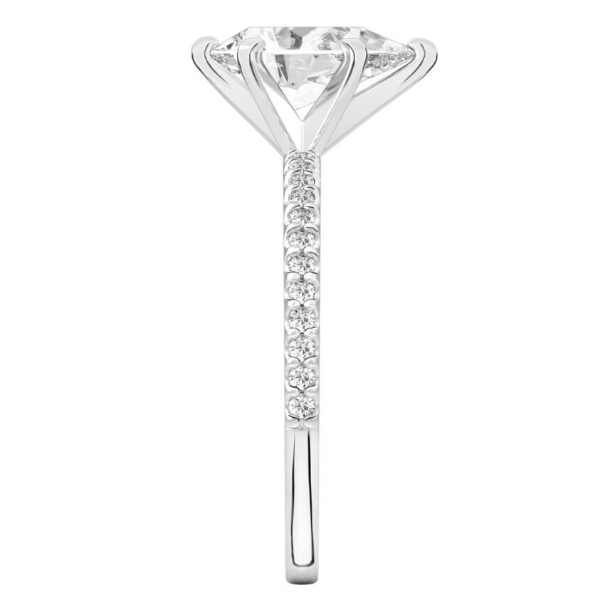 pear shape diamond dainty engagement ring palladium side