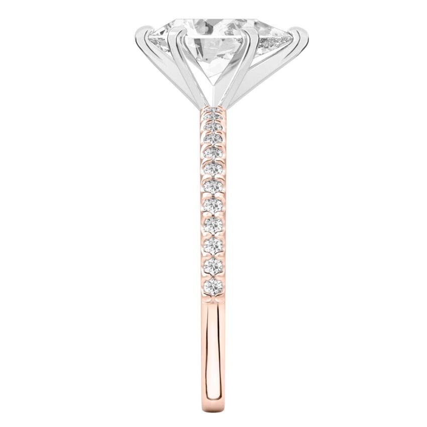 pear shape diamond dainty engagement ring rose gold side