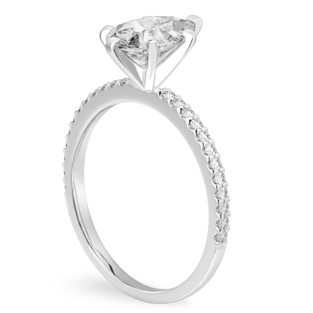 pear shape diamond dainty engagement ring white gold angle