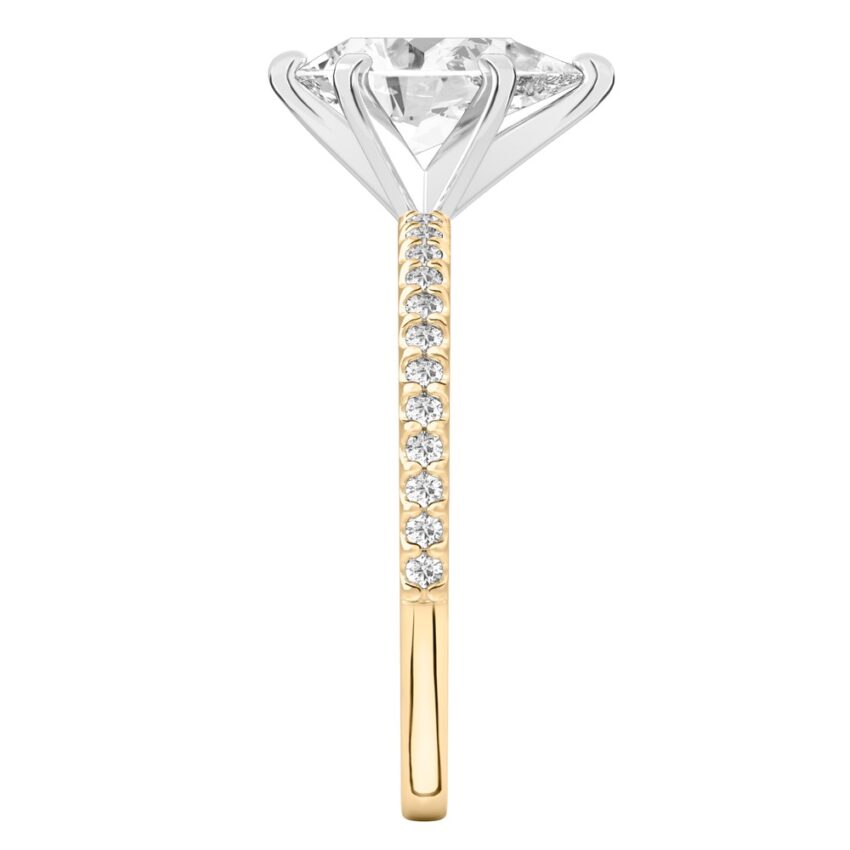 pear shape diamond dainty engagement ring yellow gold side