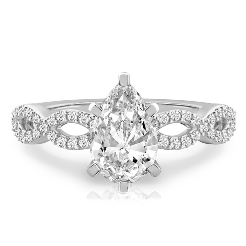 pear shape diamond infinity engagement ring platinum