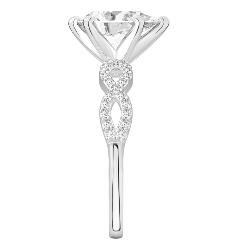 pear shape diamond infinity engagement ring platinum side