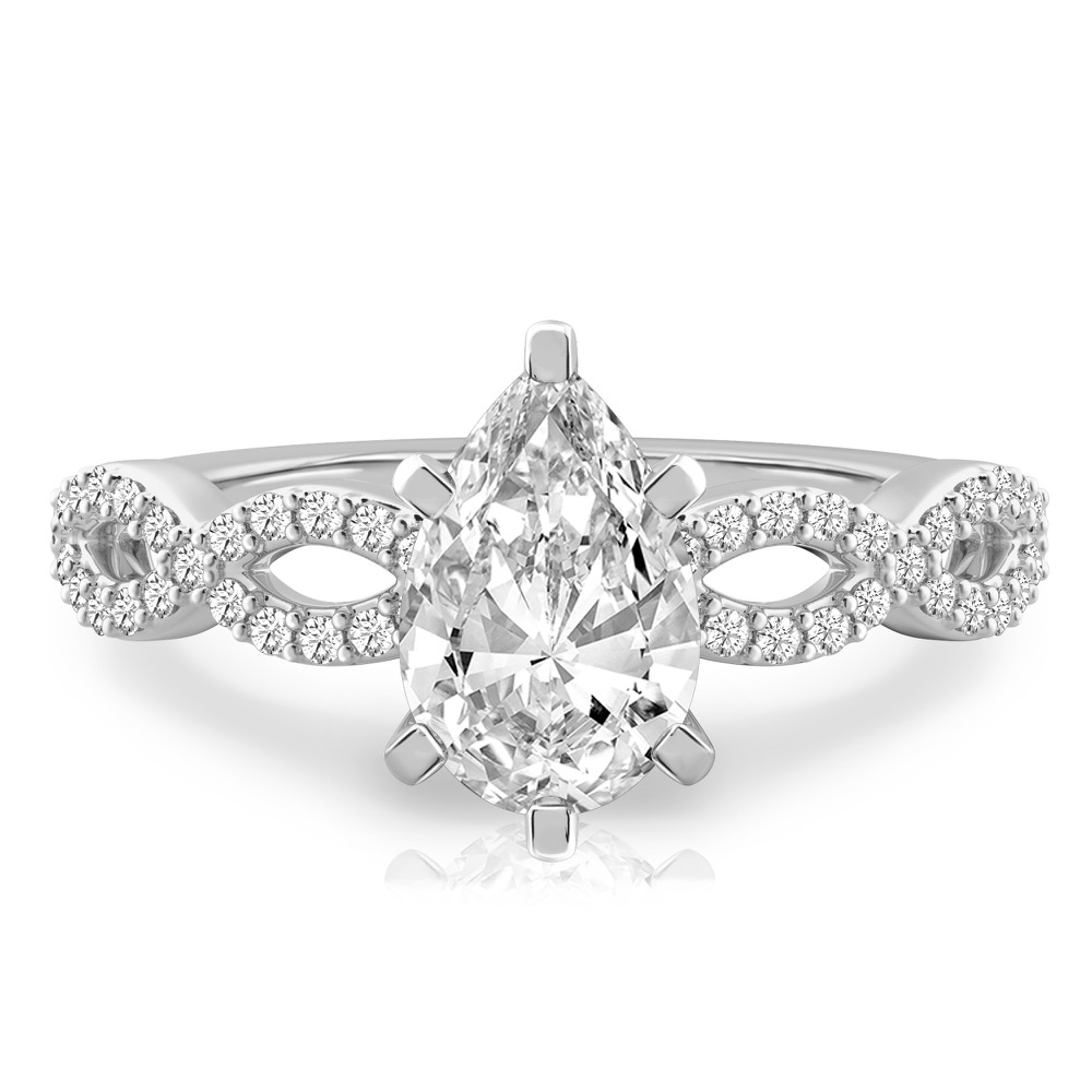 pear shape diamond infinity engagement ring platinum