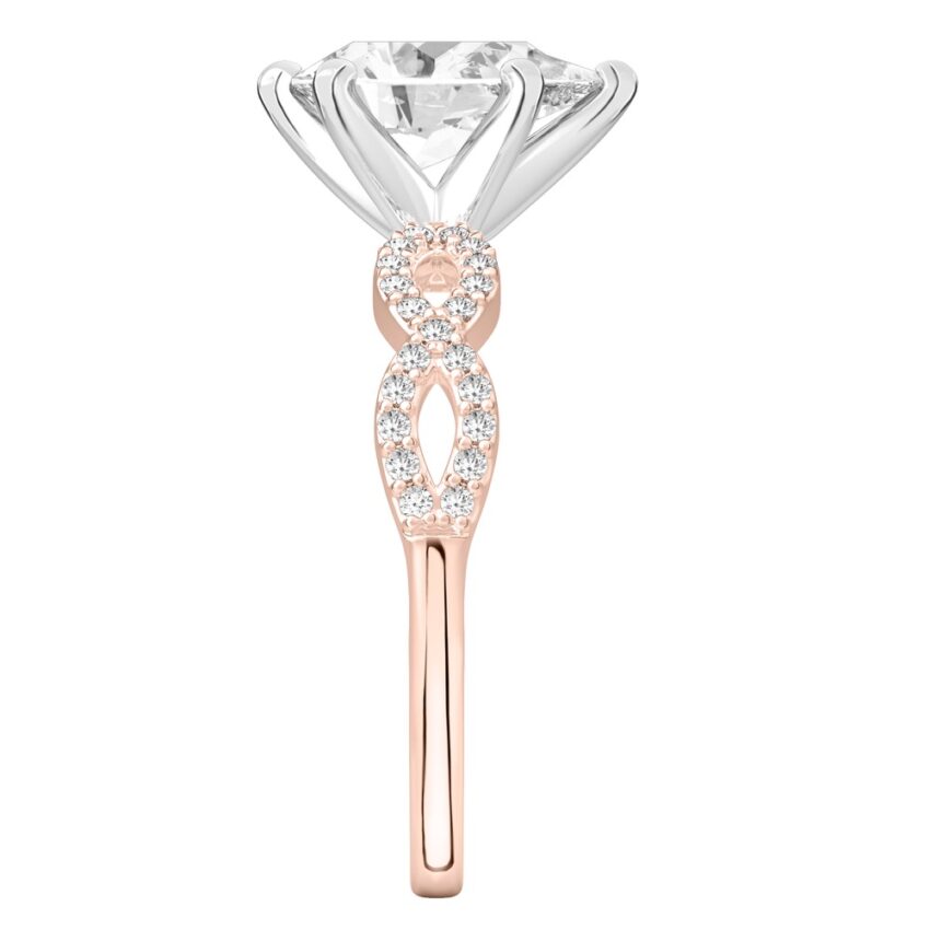 pear shape diamond infinity engagement ring rose gold side