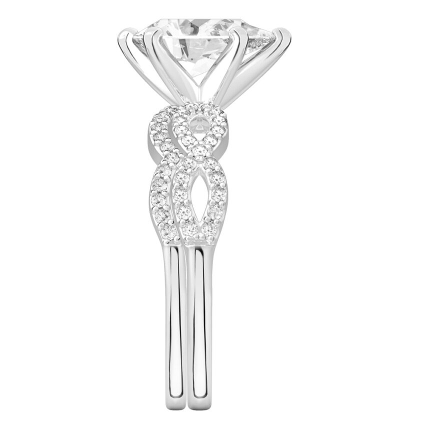 pear shape diamond infinity engagement ring set platinum side