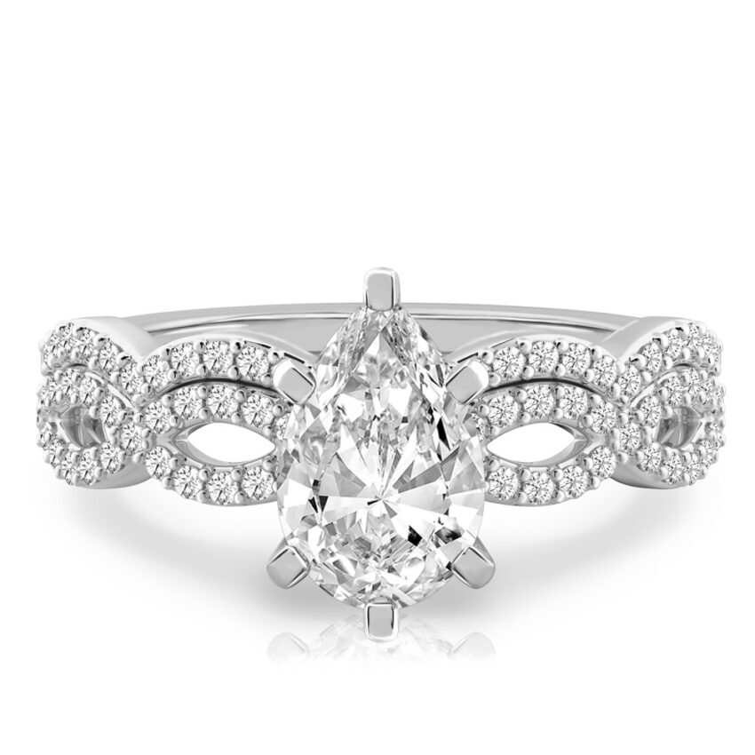 pear shape diamond infinity engagement ring set white gold