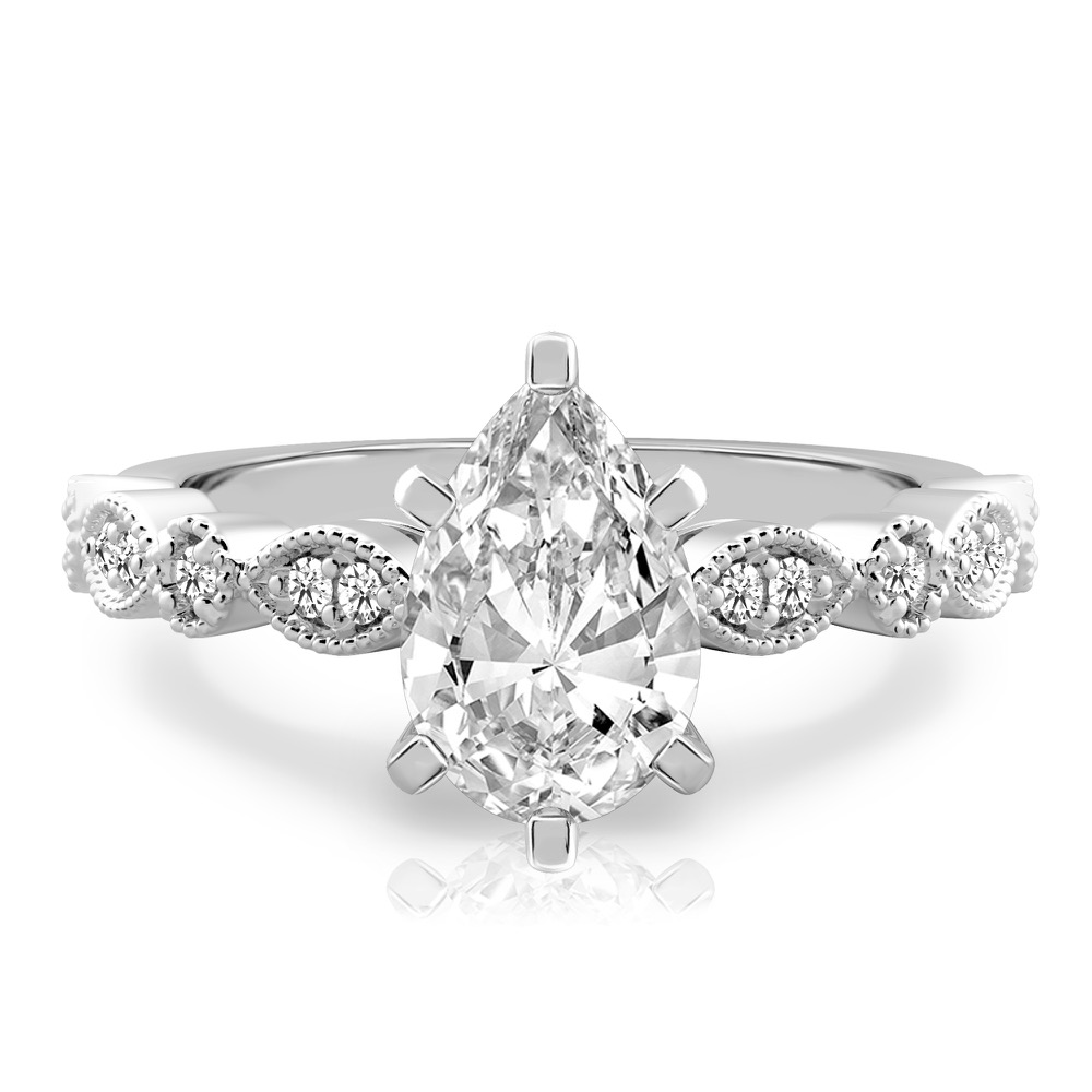 pear shape diamond pandora engagement ring in platinum