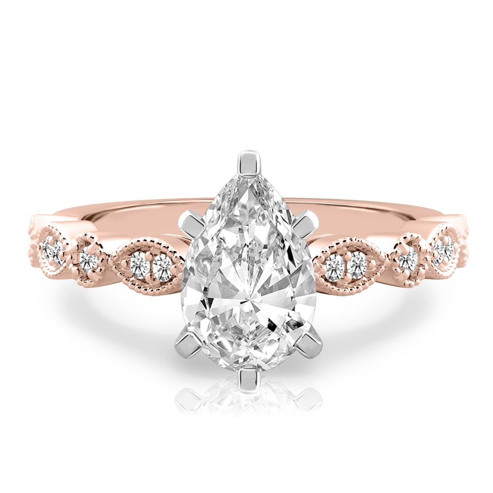 pear shape diamond pandora engagement ring in rose gold