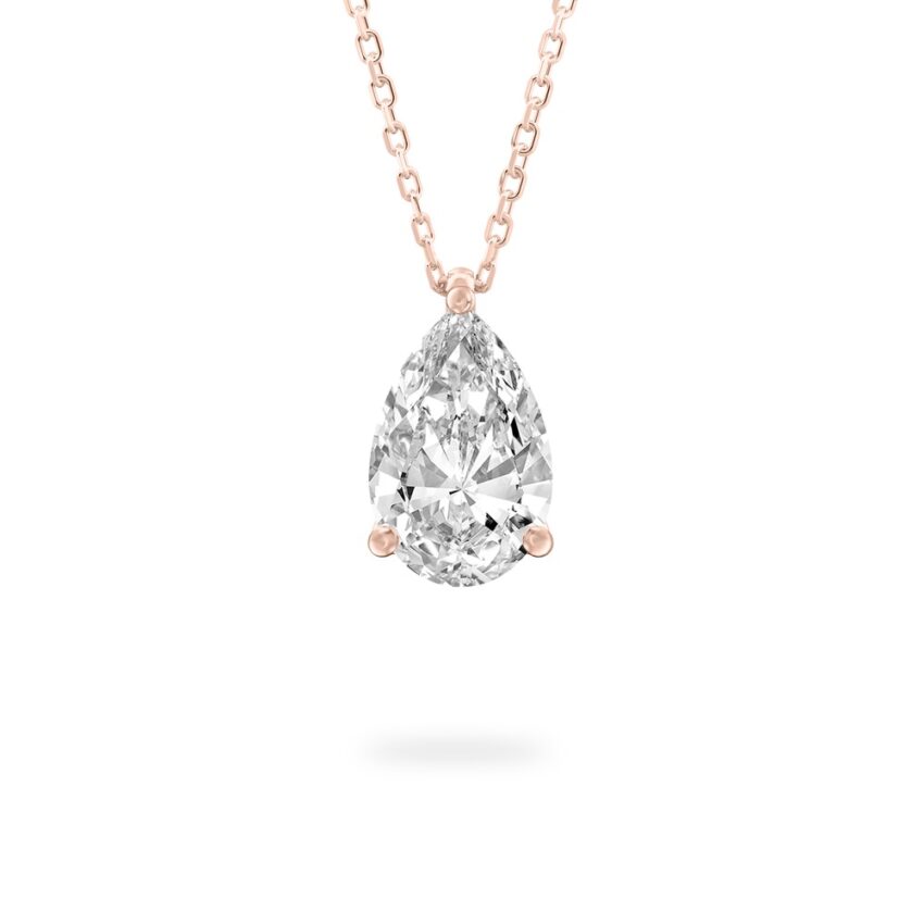 pear shape diamond pendant necklace in rose gold