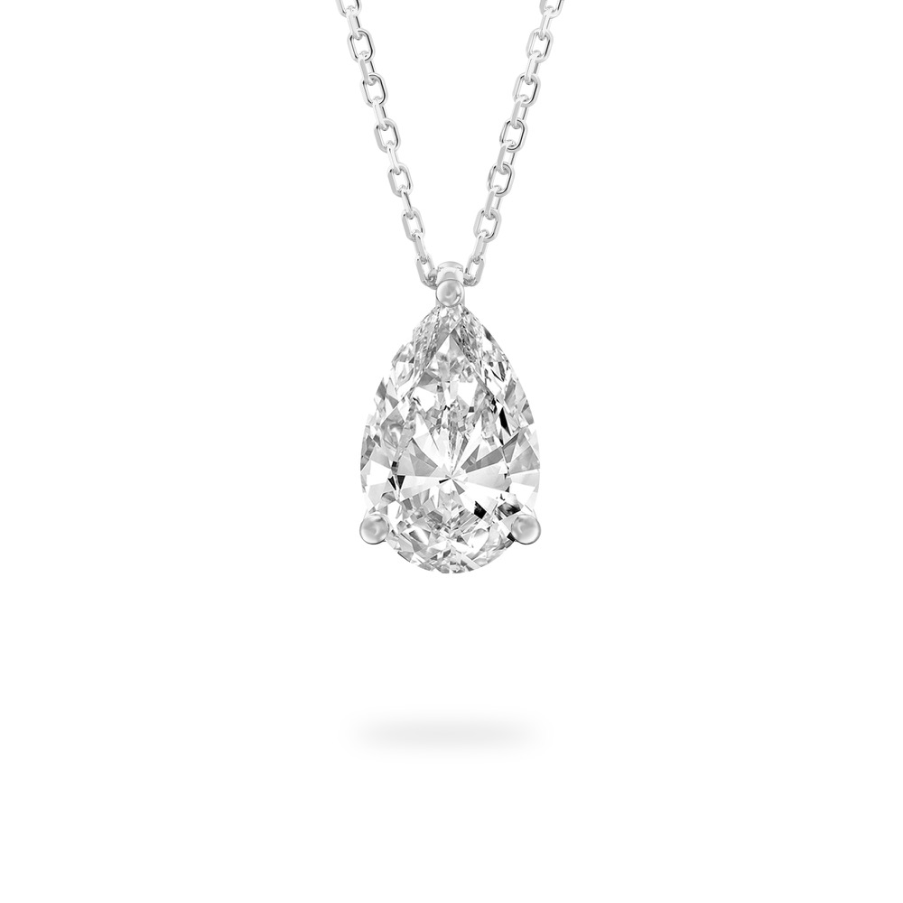 pear shape diamond pendant necklace in white gold