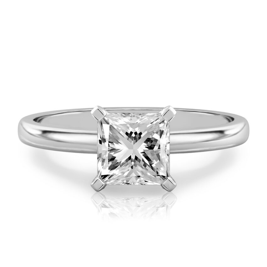 princess cut diamond classic solitaire engagement ring in palladium