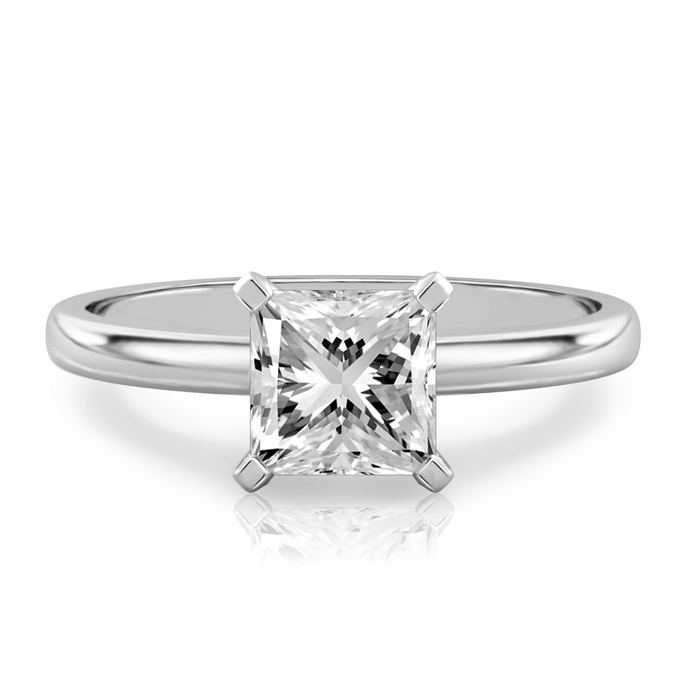 princess cut diamond classic solitaire engagement ring in platinum