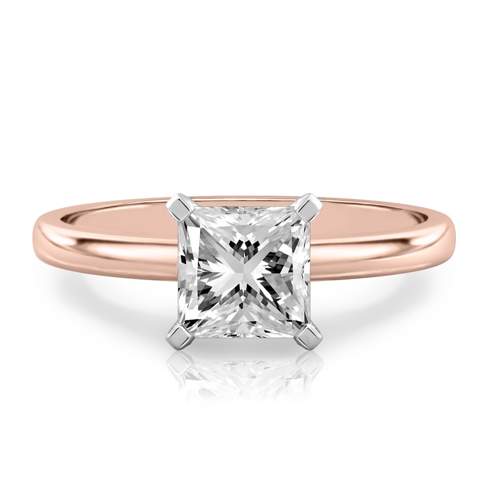 princess cut diamond classic solitaire engagement ring in rose gold