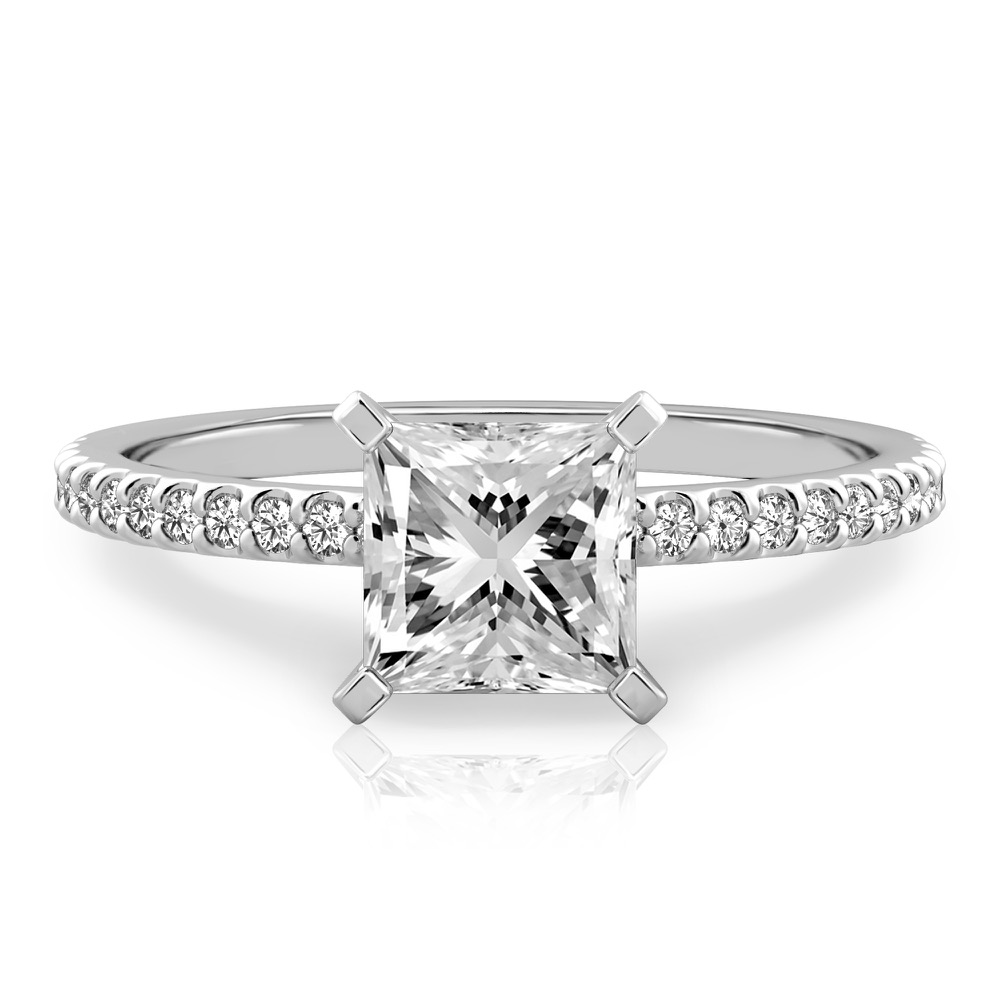 princess cut diamond dainty engagement ring platinum