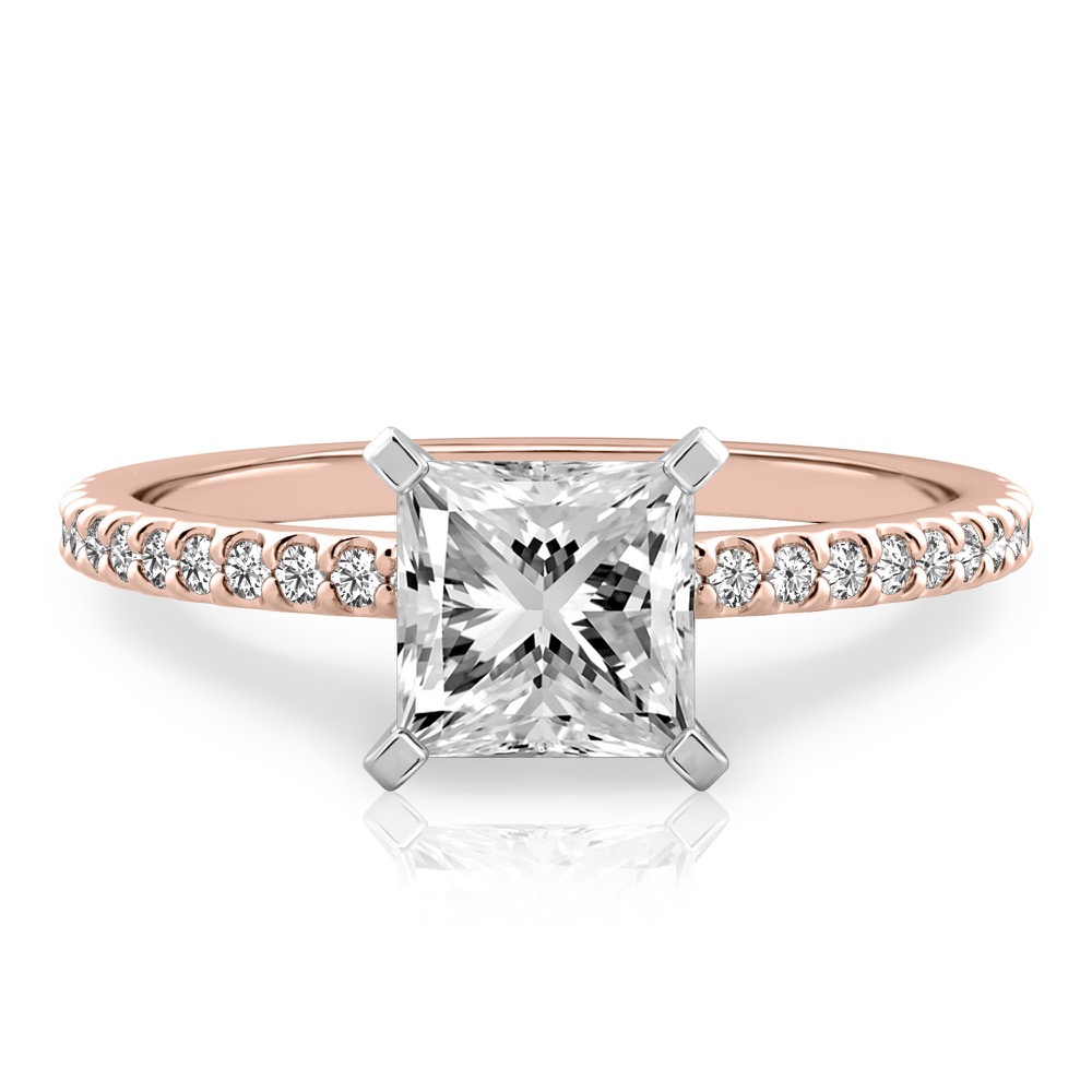 princess cut diamond dainty engagement ring rose gold