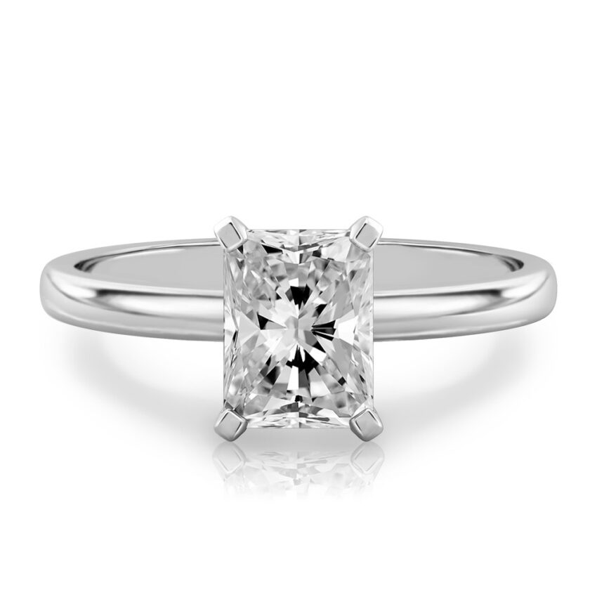 radiant cut diamond classic solitaire engagement ring in palladium