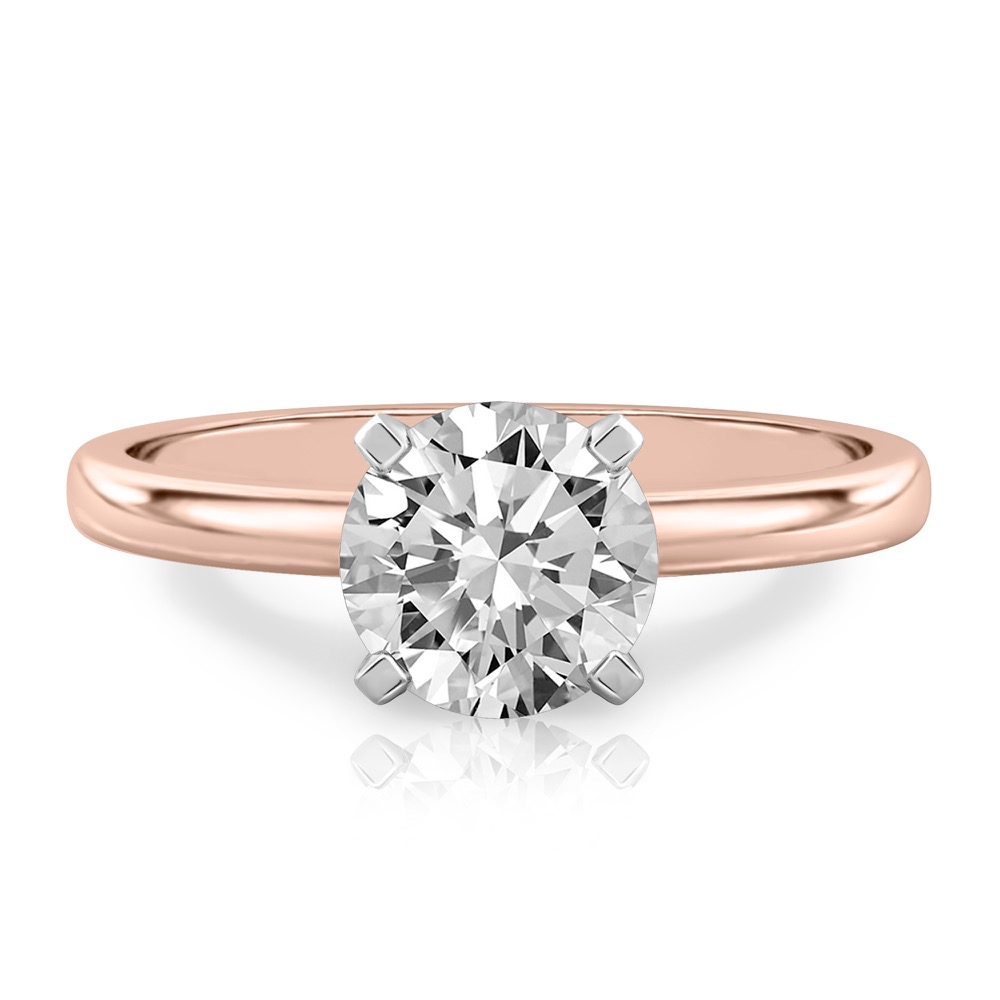 round cut diamond classic solitaire engagement ring in rose gold