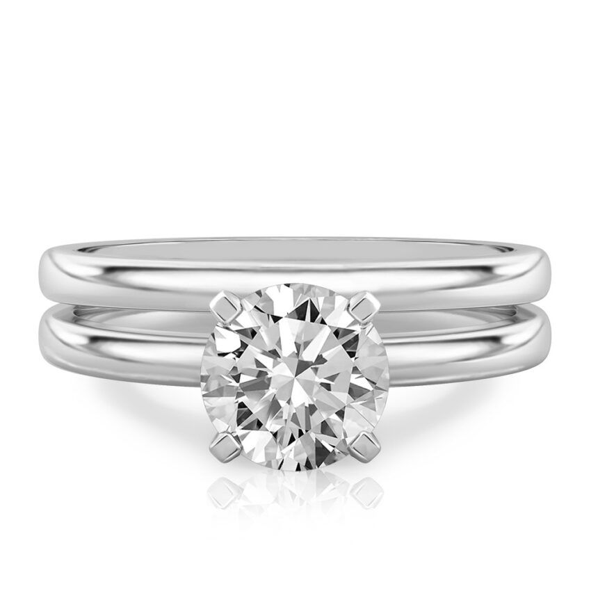 round cut diamond classic solitaire engagement ring set white gold