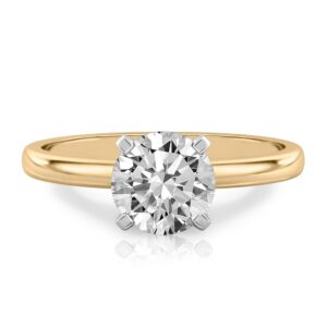round cut diamond classic solitaire engagement ring in yellow gold