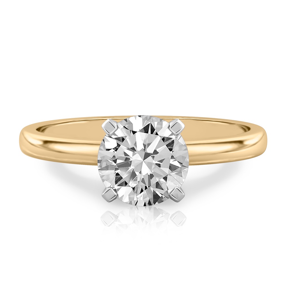 round cut diamond classic solitaire engagement ring in yellow gold