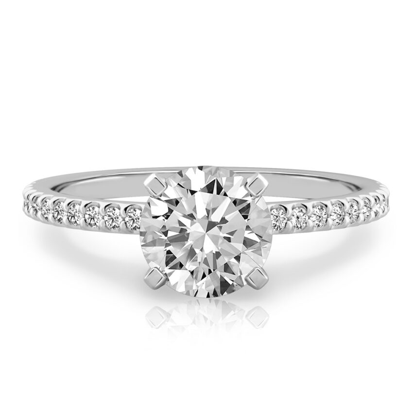 round cut diamond dainty engagement ring platinum